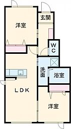 千歳市北光4丁目アパート 2LDKの間取図画像