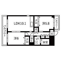 ギブリ千音寺 2LDKの間取図画像
