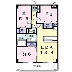ルベライト 3LDKの間取図画像