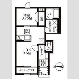 リーブルファイン戸田 1LDKの間取図画像