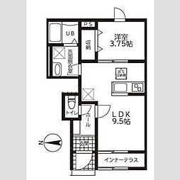 リーブルファイン戸田 1LDKの間取図画像