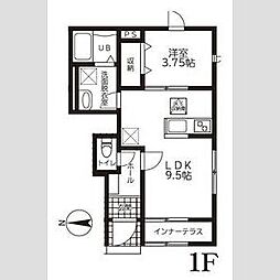 リーブルファイン戸田 1LDKの間取図画像