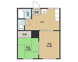 フラットハンズ嵐山 2DKの間取図画像