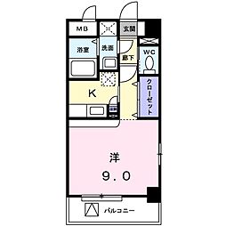 サンヒルズ 1Kの間取図画像