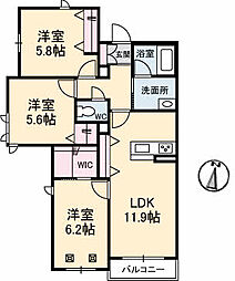 シャーメゾン祥 3LDKの間取図画像