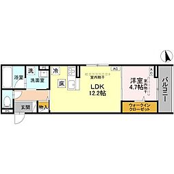 エルミネット 1LDKの間取図画像