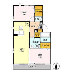 ソレアードA 2LDKの間取図画像