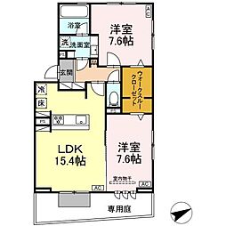パークハイツ竜美 2LDKの間取図画像