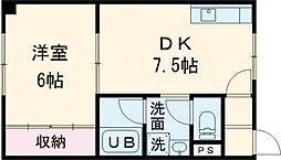 リバーコート 1DKの間取図画像