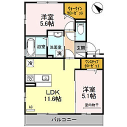 ロイヤルハイツ2 2LDKの間取図画像