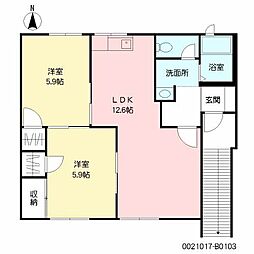 ドエル八幡B 2LDKの間取図画像