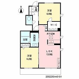 クレイン龍田 2LDKの間取図画像