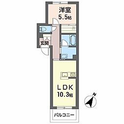 シャーメゾン イーストキャッスル 1LDKの間取図画像