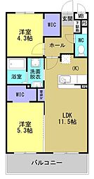ARTH平松 2LDKの間取図画像