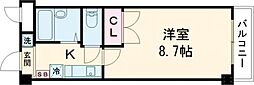 クレスト草津 1Kの間取図画像