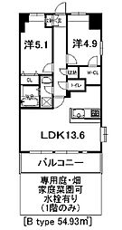 アーペブローネ上志津 2LDKの間取図画像