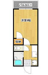 ロゼーヌ城西 1Kの間取図画像