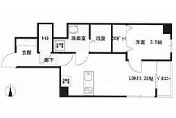 calme 1LDKの間取図画像