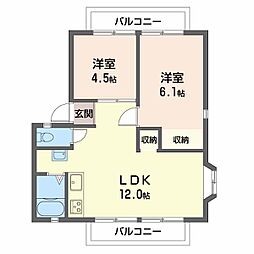 ビタビレッジ富士C 2LDKの間取図画像