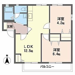 フレグランス大石A 2LDKの間取図画像