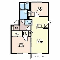 ドエル川井B 2LDKの間取図画像