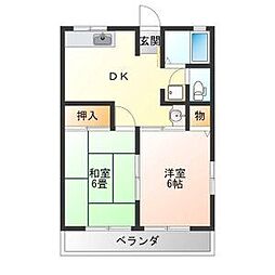 ドミールB 2DKの間取図画像