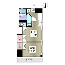 只見ハイツ 1LDKの間取図画像