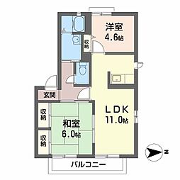 グリーンオアシスC棟 2LDKの間取図画像