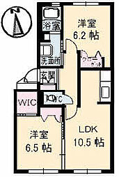 フレヴェール 2LDKの間取図画像