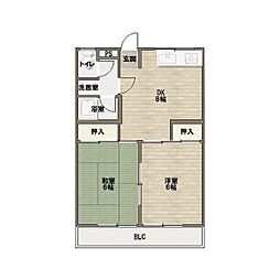 レジデンス光和104 2DKの間取図画像