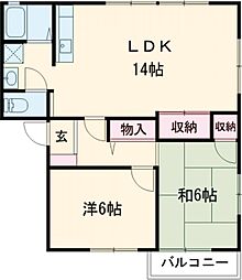 メゾン・ドゥ・ヴェール 2LDKの間取図画像