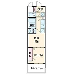 Alivis九条 1DKの間取図画像