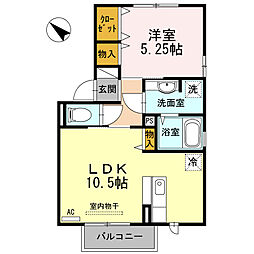 セジュール上ノ山2 1LDKの間取図画像
