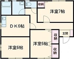 スウィートフラッグ 3DKの間取図画像
