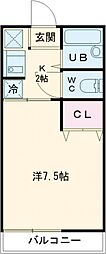 水野ハイツA 1Kの間取図画像