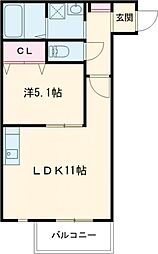 ブラン荒井A棟 1LDKの間取図画像