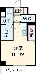ラミューズ宇都宮ウエスト ワンルームの間取図画像