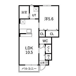 Be fine 新利府 1LDKの間取図画像
