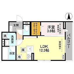 DR藤江北 1LDKの間取図画像