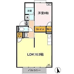 ウエストハイツD 2DKの間取図画像