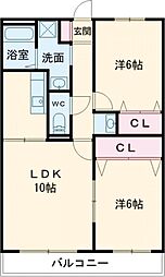サンセリテ 2LDKの間取図画像