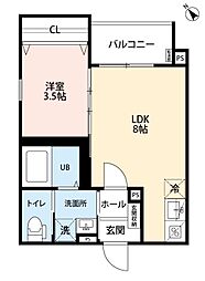 robot home井尻3 1LDKの間取図画像