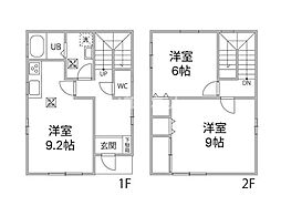 ハッピーヒルズ 2LDKの間取図画像
