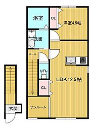 Tiara Shinkurashiki B 1SLDKの間取図画像