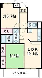 ベルヒルズ・則松 2LDKの間取図画像