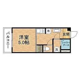 海ビル 1Kの間取図画像
