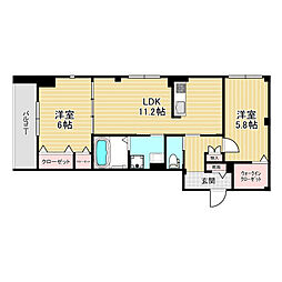 ストック羽沢 2LDKの間取図画像