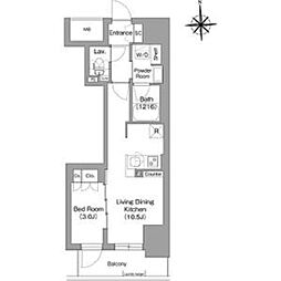大阪市中央区博労町1丁目マンション 1LDKの間取図画像