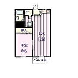 K.NハイツA 1LDKの間取図画像