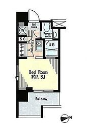 レジディア市谷薬王寺 ワンルームの間取図画像